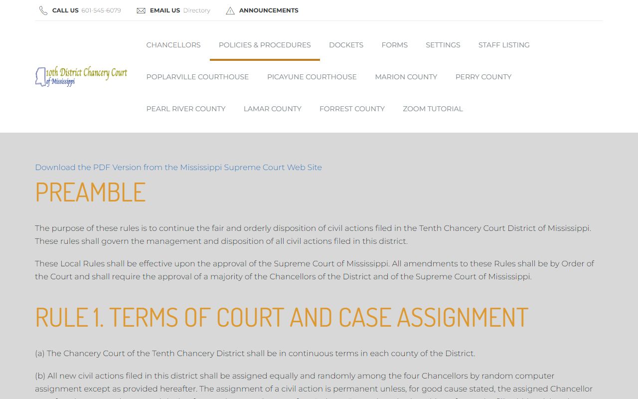 Marion County Circuit Clerk and Tenth Chancery District local rules for court records