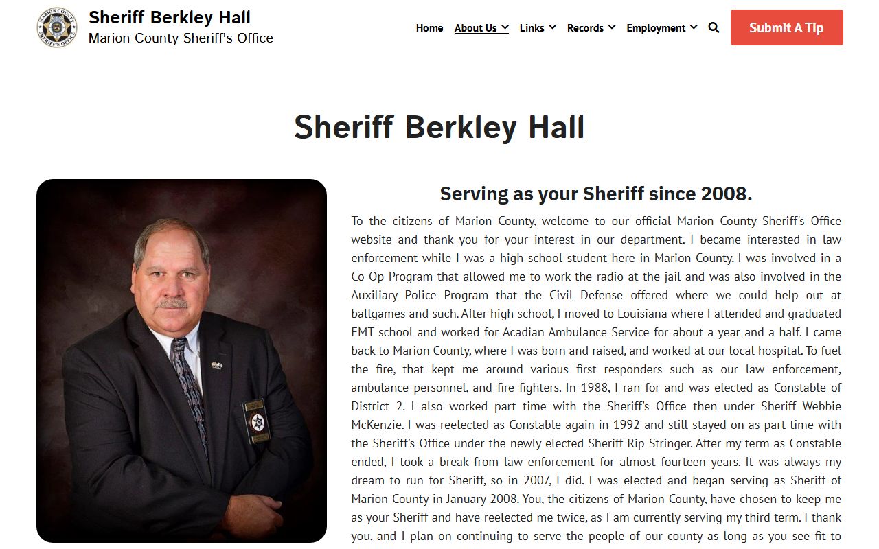 Marion County arrest records and the county sheriff's office overview