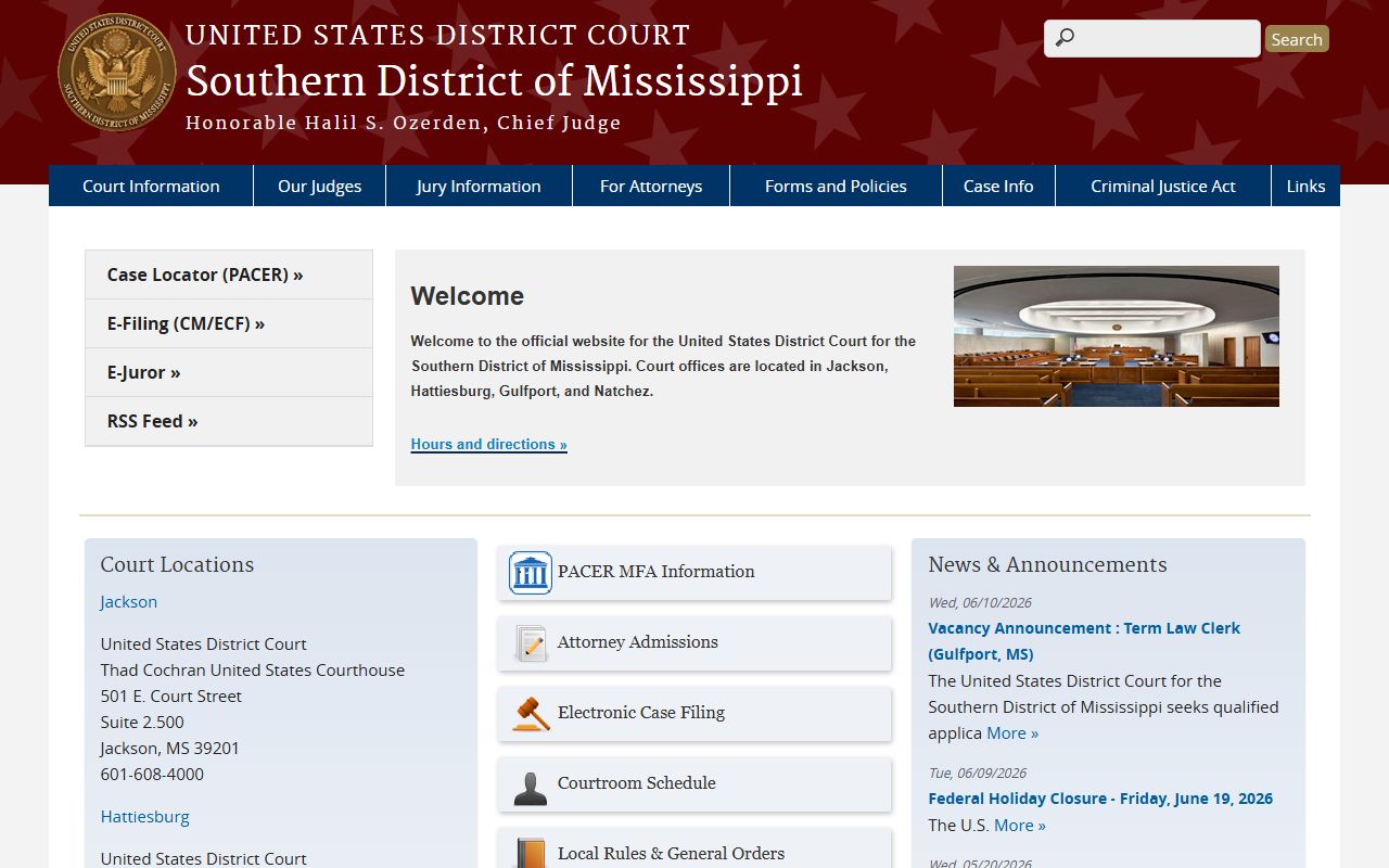 Marion County federal cases in the U.S. District Court for the Southern District of Mississippi