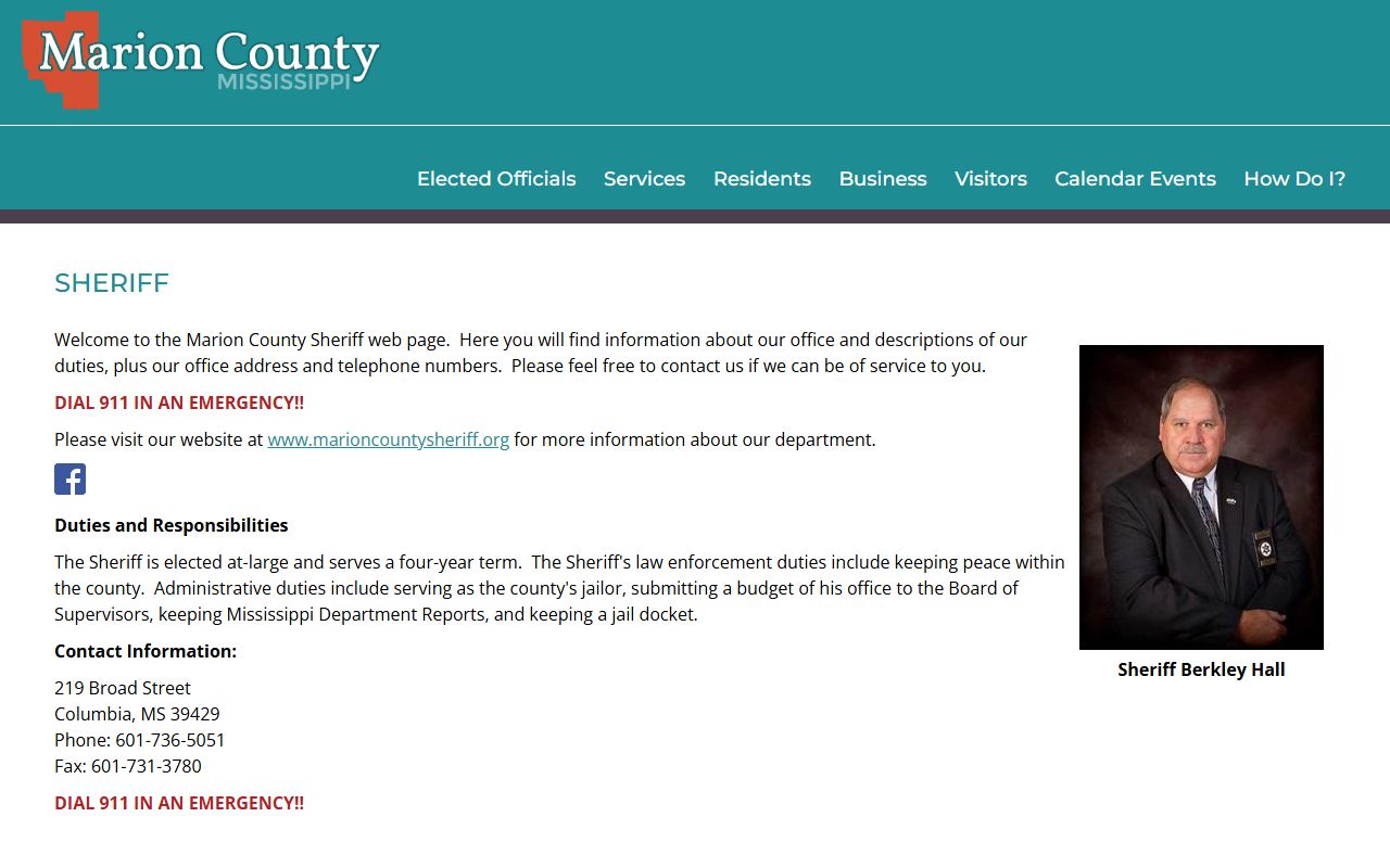 Marion County sheriff page for inmate and jail records
