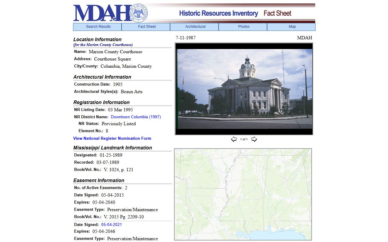 Marion County courthouse historic property record for court records