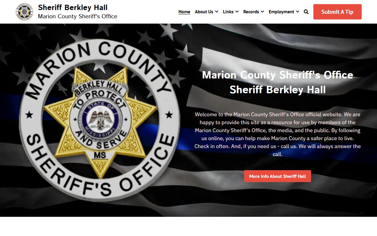 Marion County Sheriff's Office homepage for inmate records