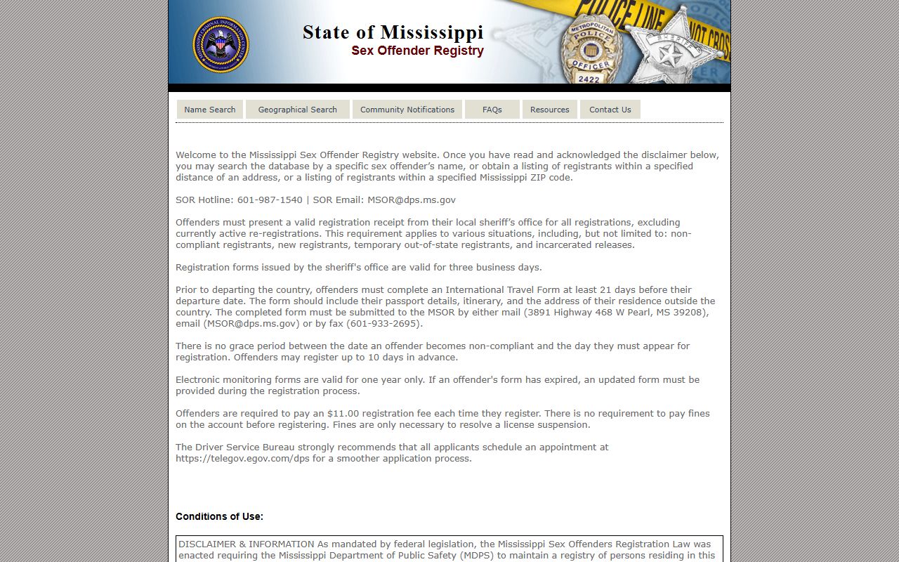 Marion County inmate records and the Mississippi sex offender registry