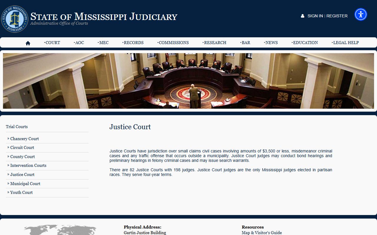 Marion County traffic court records context from the Mississippi Justice Court page