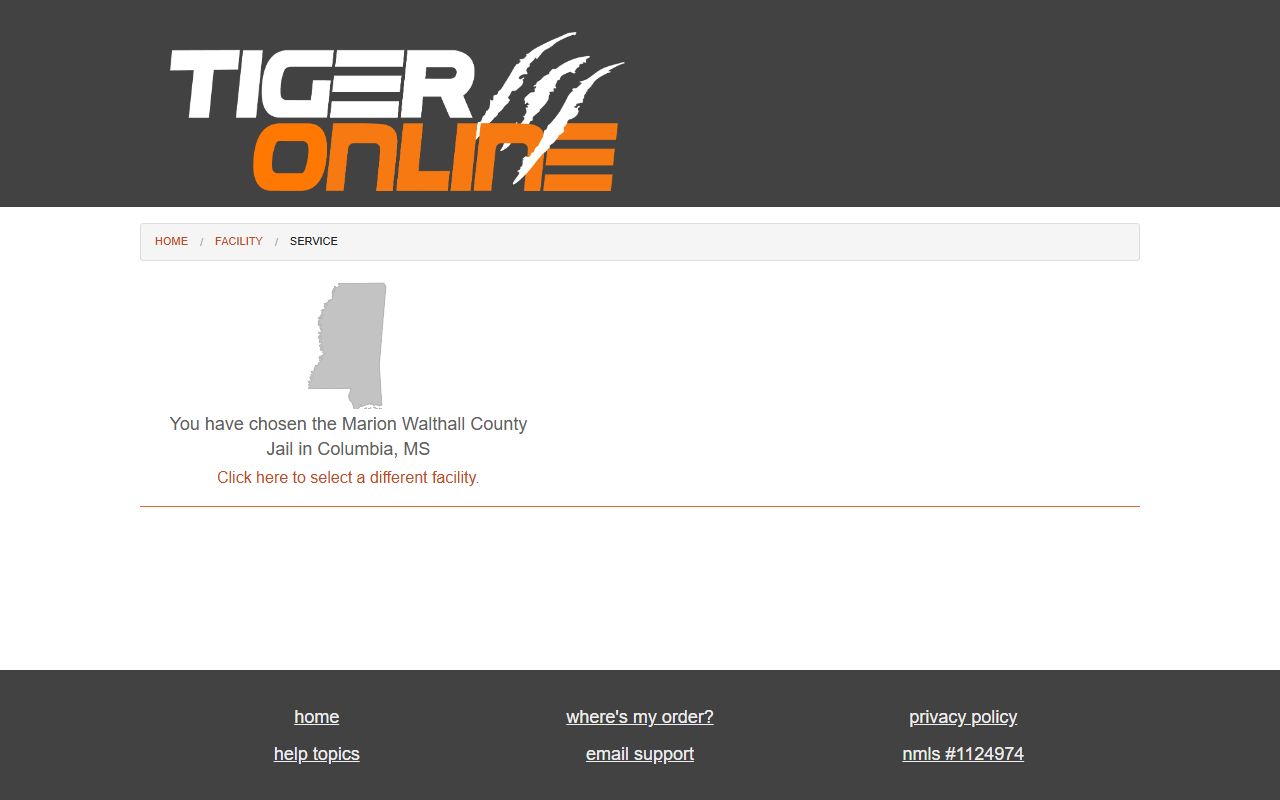 Marion County traffic court records note on a Tiger Commissary Marion Walthall jail deposit page